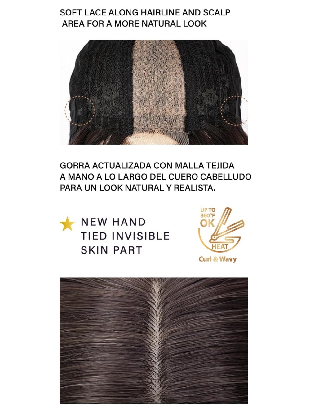 Long Layered Copper Brown Human Hair Wig - Picture 4 of 7